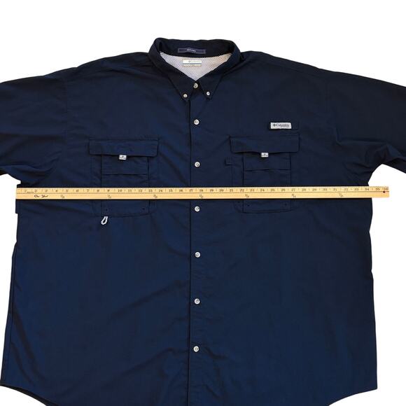 Columbia PFG Bahama Shirt Mens 5XT Blue Button Up Short Sleeve Vented Omni Shade - Picture 8 of 8